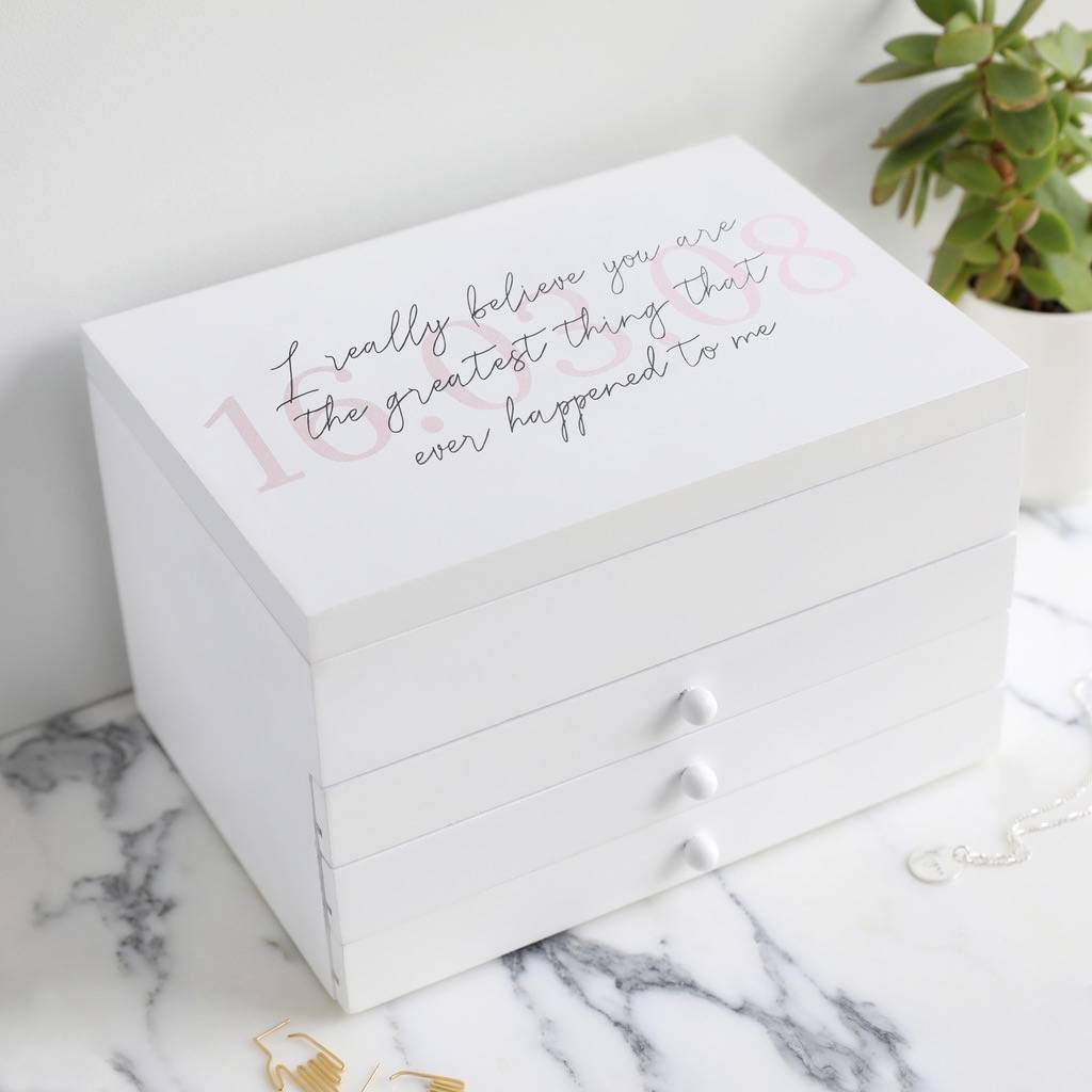 personalised message jewellery box with drawers by lisa angel