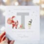 Personalised Grey Initial Christmas Card / Santa And Elf, thumbnail 2 of 2