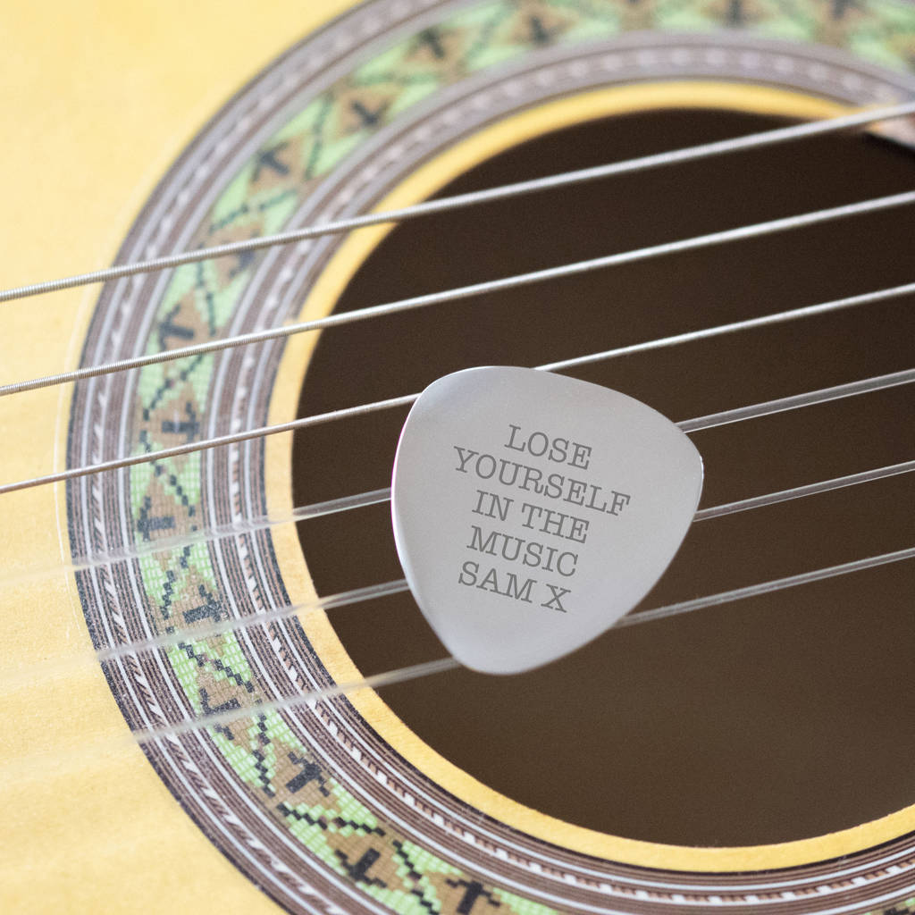 Image of Silver Personalised Plectrum In Cotton Bag