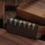 Sterling Silver Opal Blue Cz Flower Stud Earrings, thumbnail 3 of 12