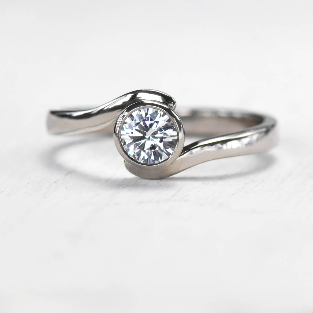 white sapphire engagement  ring  18ct gold  or platinum  by 