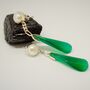 Green Onyx, Pearl Sterling Silver Earrings, thumbnail 3 of 4
