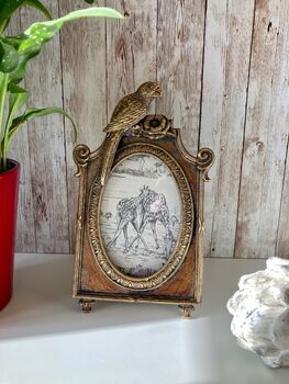 Oval Gold Parrot Photo Frame 4x6 Portrait Frame Décor, 9 of 9