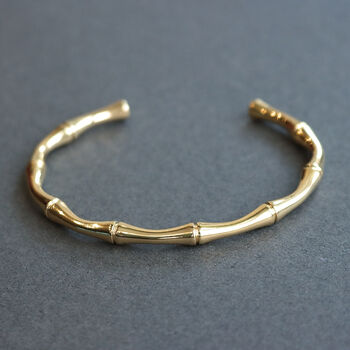 Gold Bamboo Cuff Bangle Nature Inspired Jewellery, 5 of 6