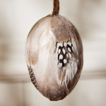 Set Of Three Hanging Eggs With Feathers, 5 of 6