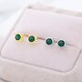 Emerald Green Cz Cat Stud Earrings Sterling Silver, thumbnail 4 of 11