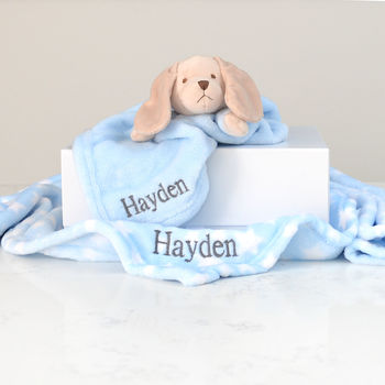Personalised Baby Blanket And Puppy Comforter Gift Set, 3 of 8