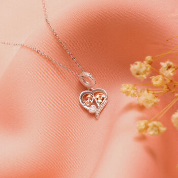 Gym Dumbbell Heart Necklace Sterling Silver Personalised, 3 of 7