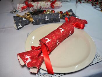 Red Deer Reusable Pullable Christmas Crackers, 3 of 5