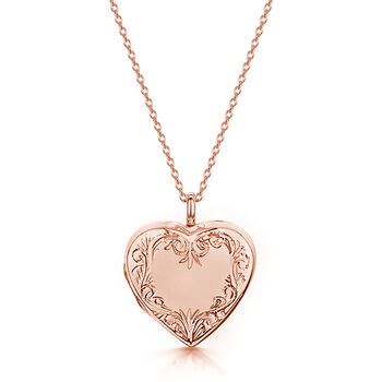 Personalised 18 K Rose Gold Plated Scroll Heart Locket, 7 of 12