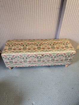 William Morris Light Strawberry Thief Storage Ottoman Footstool, 6 of 9
