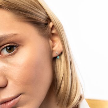 Blue Topaz Lightning Bolt Earrings 9ct Solid Gold, 8 of 10