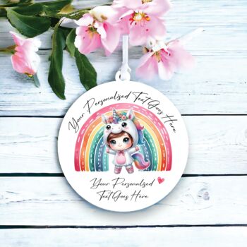 Personalised Cute Child Unicorn Rainbow Decoration Gift, 2 of 2