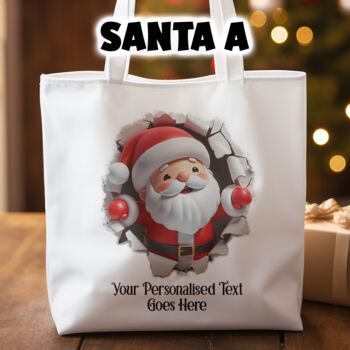 Personalised Christmas Breakout Santa Tote Gift Bag, 2 of 4