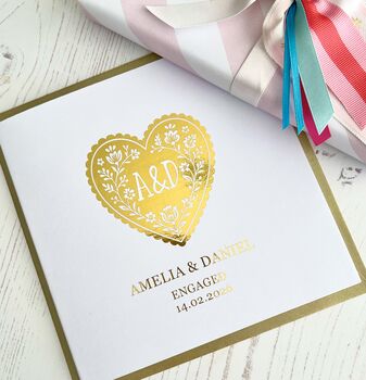 Love Heart Personalised Engagement Card, 3 of 5