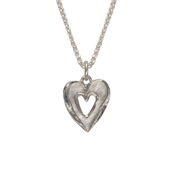 Silver Textured Double Heart Pendant, 4 of 6
