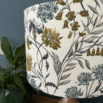 Whinfell Mineral And Bronze Floral Drum Lampshades, 2 of 9