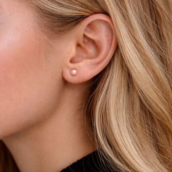 Sterling Silver Pink Freshwater Pearl Stud Earrings – 5mm, 3 of 9