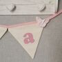Pink Bunting, New Baby Nursery Gift, Cream And Pink Personalised Bedroom Wall Banner, thumbnail 11 of 12