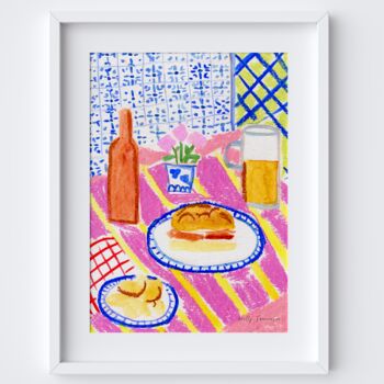 Bifana And Beer Portuguese Cafe Table Scene Art Print, 5 of 5