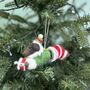 Personalised Sausage Dog Elf Bauble, thumbnail 2 of 4