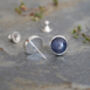 Sapphire Stud Earrings In Midnight Blue, thumbnail 3 of 4