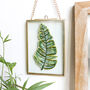 Green Palm Leaf Embroidery Framed Art, thumbnail 1 of 5