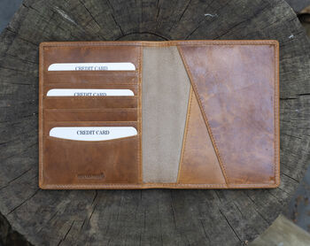Luxury Tan Leather Passport Holder Wallet Gift Boxed Personalised, 4 of 5
