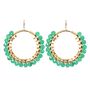 Emerald Green Agate And Gold Plated Handmade Drop Hoop Earrings, thumbnail 2 of 6