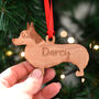 Personalised Corgi Wooden Dog Christmas Tree Decoration, thumbnail 4 of 4