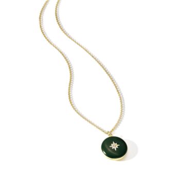 Gold Plated Forest Green Enamel Locket Necklace, 2 of 5