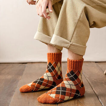 Extra Thick Argyle Check Wool Socks For Men, 8 of 12