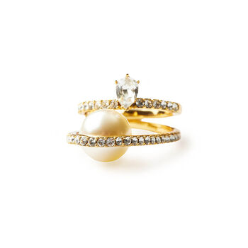 Ar Crystal And Pearl Gold Ring, 5 of 7