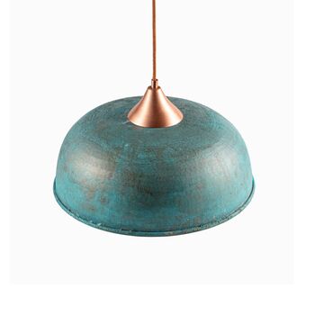 Verdigris Copper Pendant Light With Fixtures, Handmade Farmhouse Copper Lighting, 4 of 6