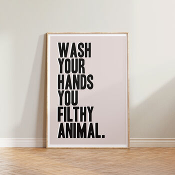 Bathroom Wash Your Hands Funny Wall Print, 3 of 4