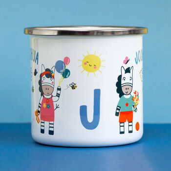 Personalised Zebra Children's Enamel Juice Cup, 2 of 8