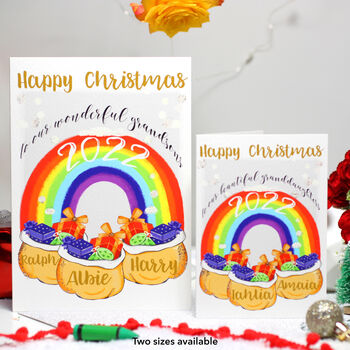 Personalised Rainbow Grandson Christmas Card, 4 of 10