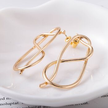 Gold Plated Artistic Abstract Infinity Stud Earrings, 6 of 8