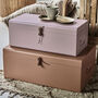 Metal Storage Trunk With Leather Detail, thumbnail 7 of 10