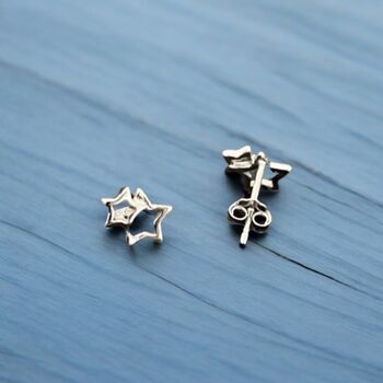 Sterling Silver Linked Stars Stud Earrings, 3 of 9