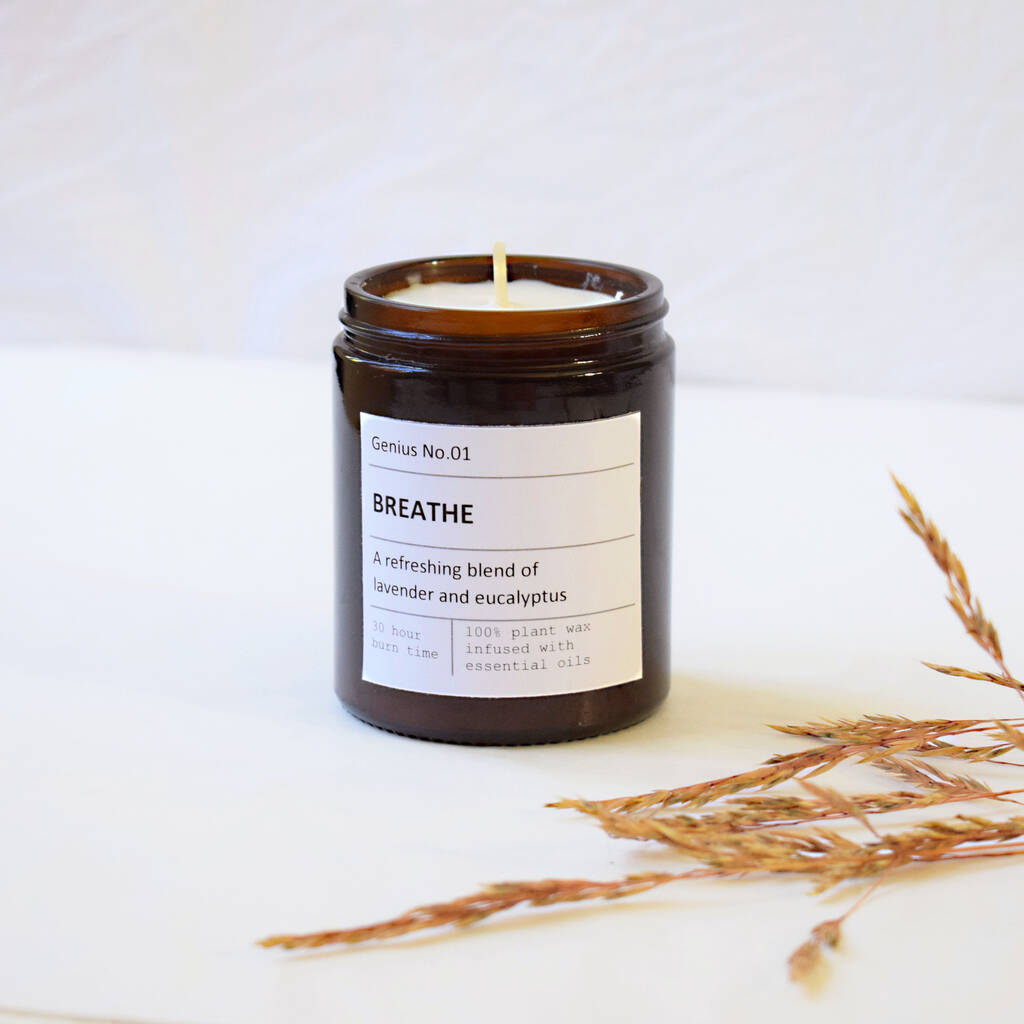Personalised 'Breathe' Wellbeing Scented Candle By Marigold Charms