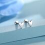 Tiny Heart Flat Back Earrings In Sterling Silver, thumbnail 1 of 11