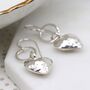 Sterling Silver Hammered Heart Drop Earrings, thumbnail 3 of 8