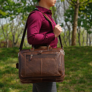 Leather Briefcase With Luggage Strap, 8 of 8