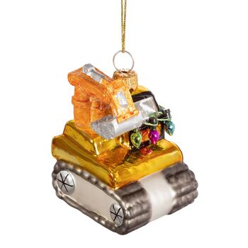 Gold Bulldozer Christmas Bauble, 2 of 2