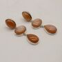 Peach Moonstone Silver Drop Earrings, thumbnail 2 of 6