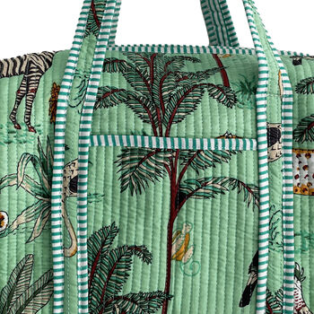 Jungle Print Weekend Duffle Bag In Mint Green, 2 of 3