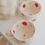 Jackie Irregular Strawberry And Flowers Handpainted Mug, thumbnail 3 of 4