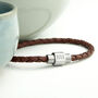 Personalised Men's Burnt Sienna Woven Leather Bracelet, thumbnail 2 of 5