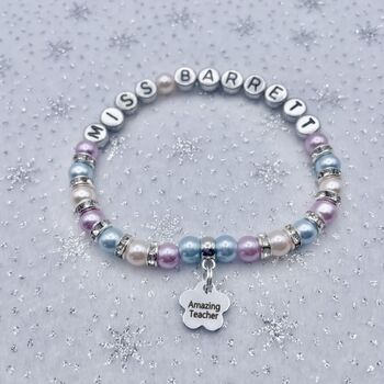 Personalised Teacher Thank You Gift, Charm Bracelet, 6 of 6